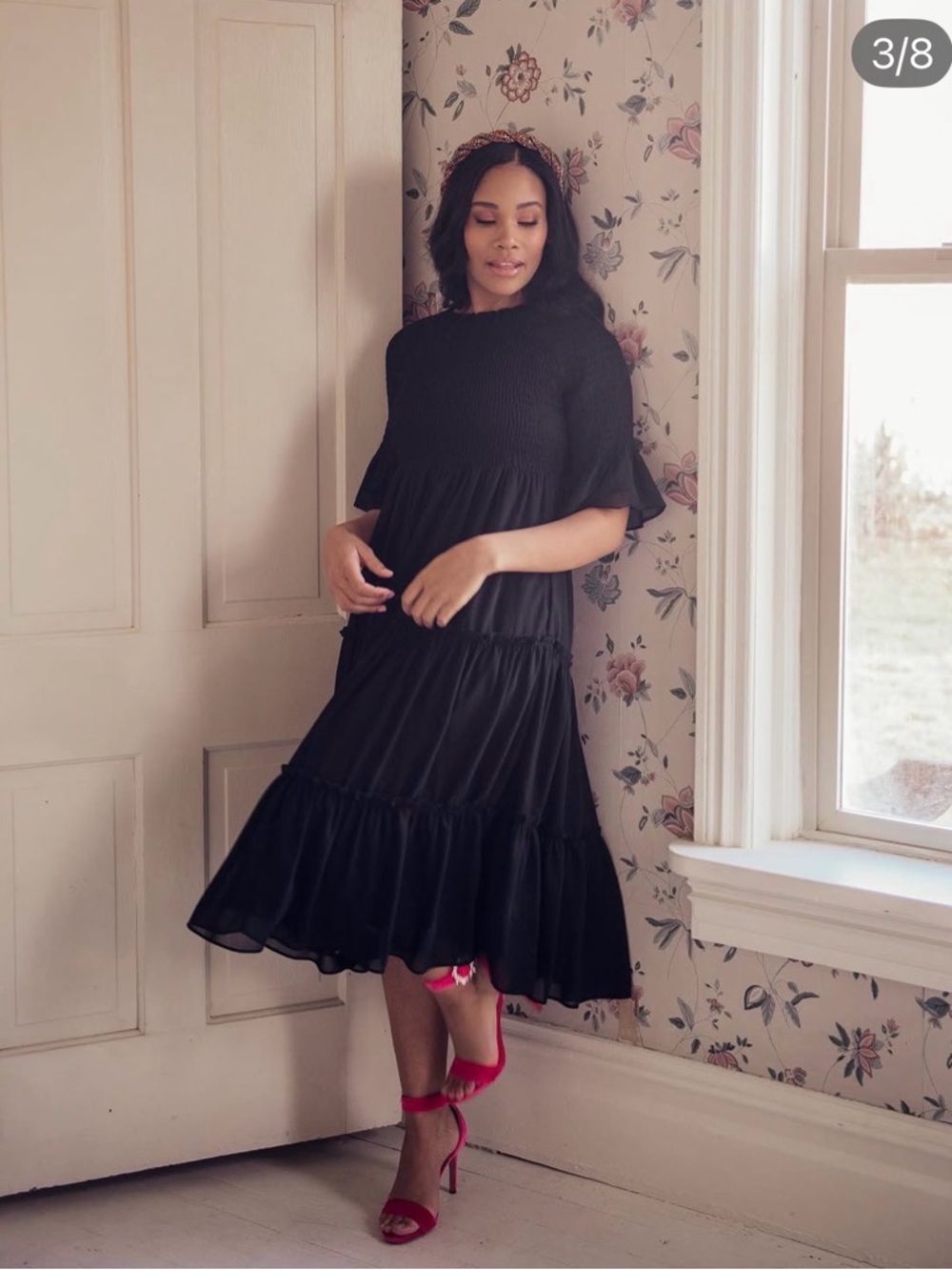 JessaKae 4x Black Tiered Maxi Dress with Flutter Sleeves